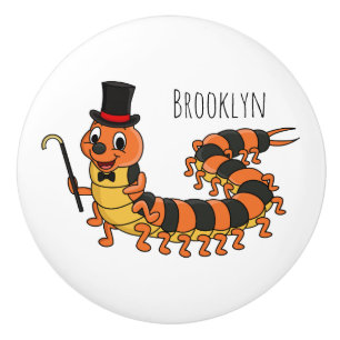 Cute grappige centipede cartoon illustratie keramische knop