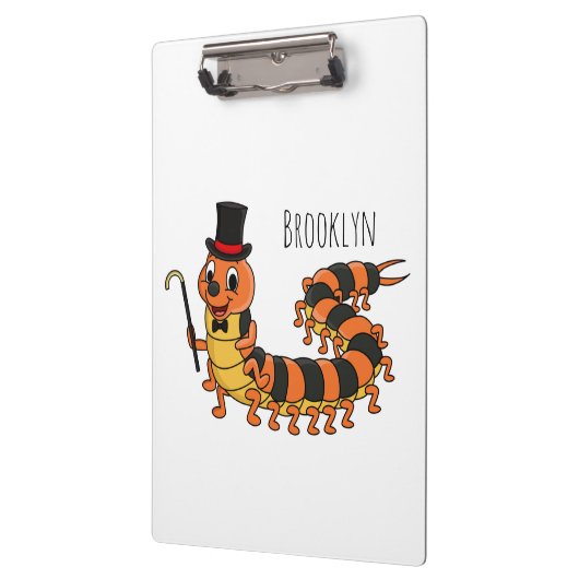 Cute grappige centipede cartoon illustratie klembord (Links)