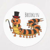 Cute grappige centipede cartoon illustratie labels (Design 1)