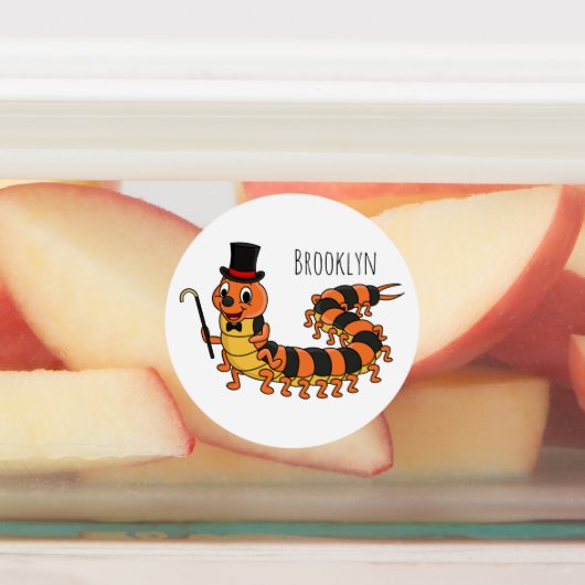 Cute grappige centipede cartoon illustratie labels (Aangebracht)