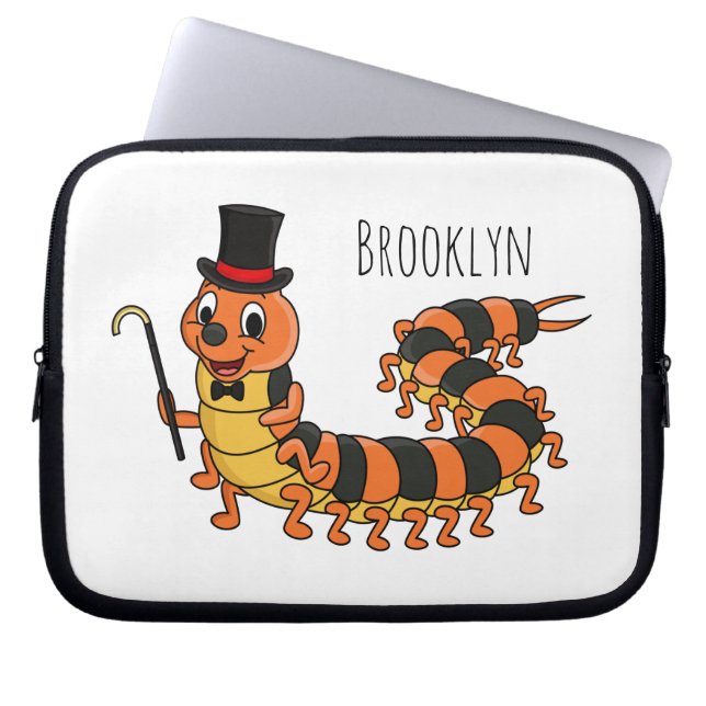 Cute grappige centipede cartoon illustratie laptop sleeve (Voorkant)