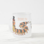 Cute grappige centipede cartoon illustratie matglas koffiemok (Voorkant links)