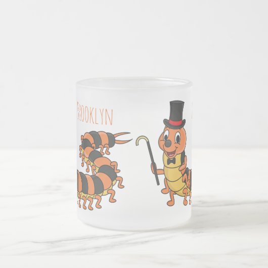 Cute grappige centipede cartoon illustratie matglas koffiemok (Center)