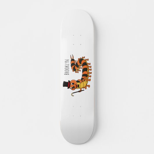 Cute grappige centipede cartoon illustratie persoonlijk skateboard (Voorkant)