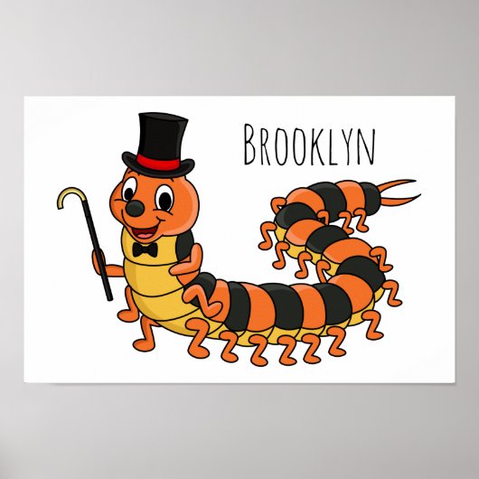 Cute grappige centipede cartoon illustratie poster (Voorkant)