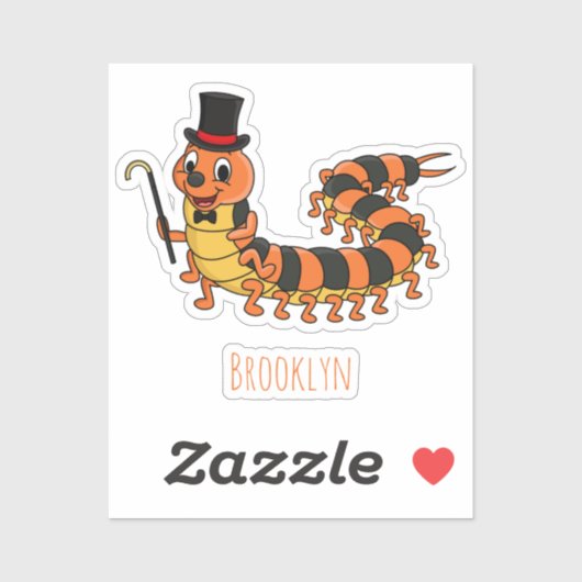 Cute grappige centipede cartoon illustratie sticker (Vel)