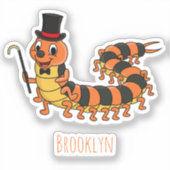 Cute grappige centipede cartoon illustratie sticker (Voorkant)