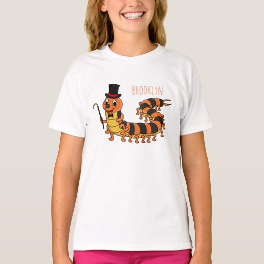 Cute grappige centipede cartoon illustratie t-shirt (Voorkant)