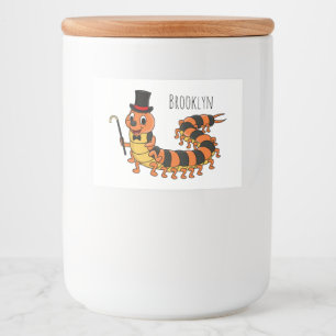 Cute grappige centipede cartoon illustratie voedselcontainer etiket