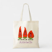 Cute grappige chili hot pepper trio cartoon tote bag (Achterkant)