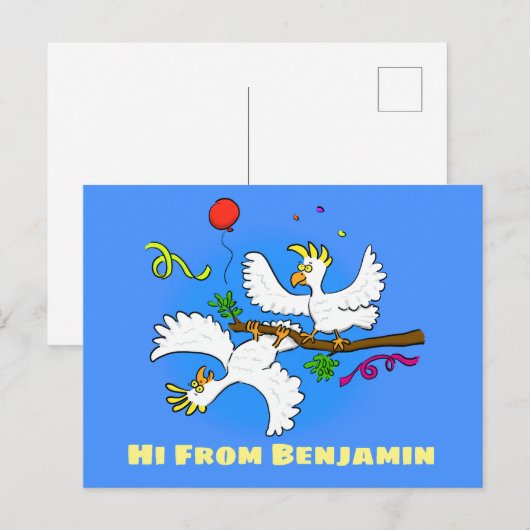 Cute grappige cockatoeages cartoon briefkaart (Voorkant / Achterkant)