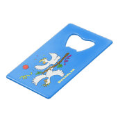 Cute grappige cockatoeages cartoon creditkaart flessenopener (Voorkant Gekanteld)