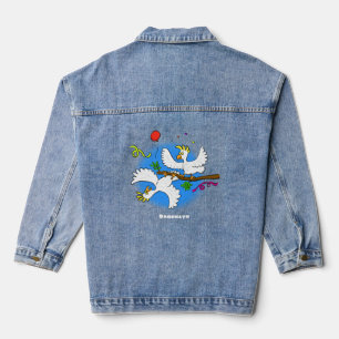 Cute grappige cockatoeages cartoon denim jacket