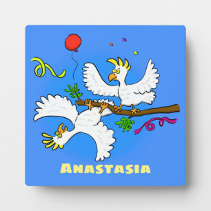 Cute grappige cockatoeages cartoon fotoplaat