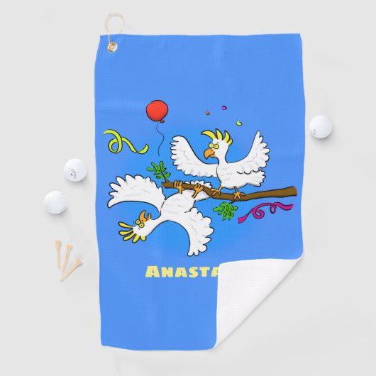 Cute grappige cockatoeages cartoon golfhanddoek (Insitu)