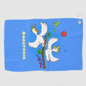 Cute grappige cockatoeages cartoon golfhanddoek (Horizontaal)
