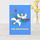 Cute grappige cockatoeages cartoon kaart (Gele Bloem)