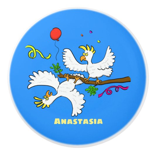 Cute grappige cockatoeages cartoon keramische knop (Voorkant)