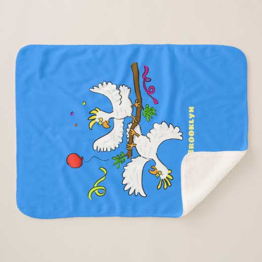 Cute grappige cockatoeages cartoon sherpa deken (Voorkant (horizontaal))