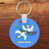Cute grappige cockatoeages cartoon sleutelhanger (Voorkant)