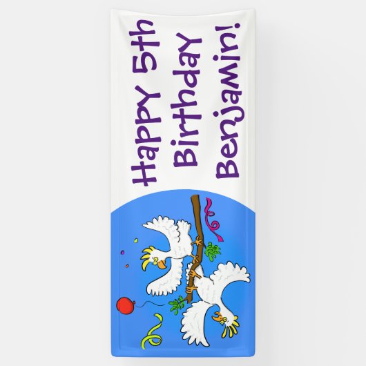 Cute grappige cockatoeages cartoon spandoek (Verticaal)