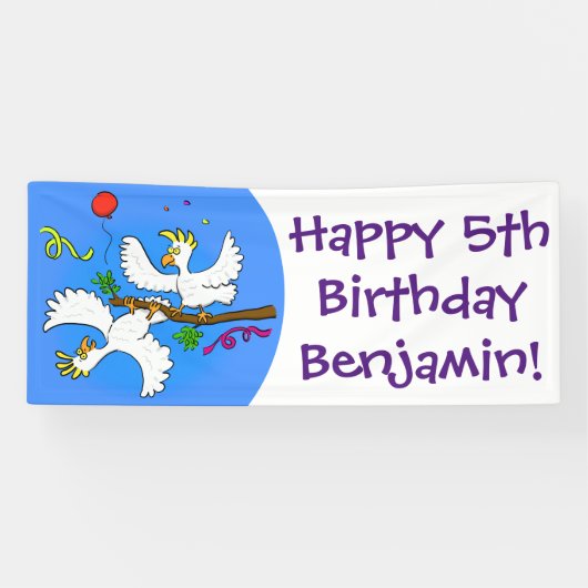 Cute grappige cockatoeages cartoon spandoek (Horizontaal)