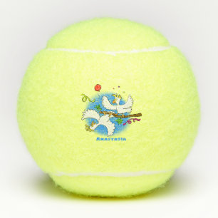 Cute grappige cockatoeages cartoon tennisballen