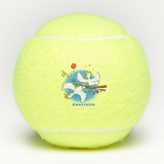 Cute grappige cockatoeages cartoon tennisballen (Voorkant)