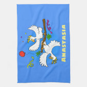 Cute grappige cockatoeages cartoon theedoek (Verticaal)