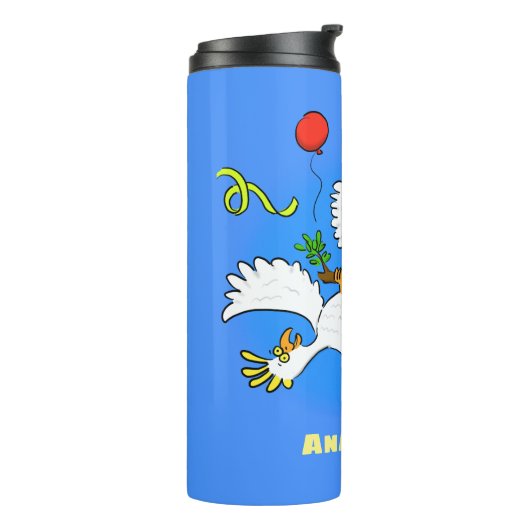 Cute grappige cockatoeages cartoon thermosbeker (Gedraaid links)