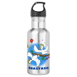 Cute grappige cockatoeages cartoon waterfles 