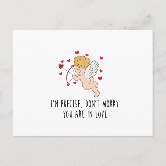 Cute, grappige Cupid en harten met quote briefkaar Briefkaart (Voorkant)