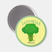 Cute grappige dansende broccoli cartoon illustrati magneet (Voorkant / Achterkant)
