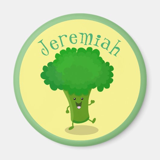 Cute grappige dansende broccoli cartoon illustrati magneet (Voorkant)