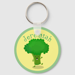 Cute grappige dansende broccoli cartoon illustrati sleutelhanger