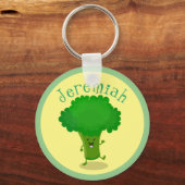 Cute grappige dansende broccoli cartoon illustrati sleutelhanger (Voorkant)