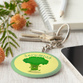 Cute grappige dansende broccoli cartoon illustrati sleutelhanger (Zijkant)