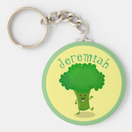 Cute grappige dansende broccoli cartoon illustrati sleutelhanger