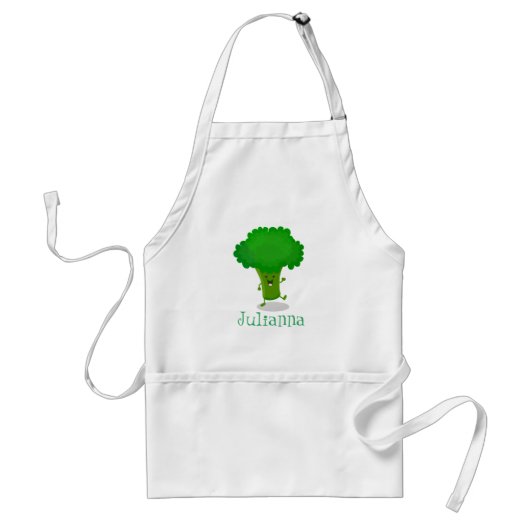 Cute grappige dansende broccoli cartoon illustrati standaard schort (Voorkant)
