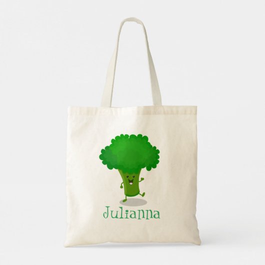 Cute grappige dansende broccoli cartoon illustrati tote bag (Achterkant)