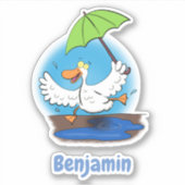 Cute grappige dansende eend cartoon illustratie sticker (Voorkant)