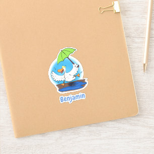 Cute grappige dansende eend cartoon illustratie sticker