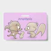 Cute grappige eekhoorns cartoon illustratie badge (Achterkant)