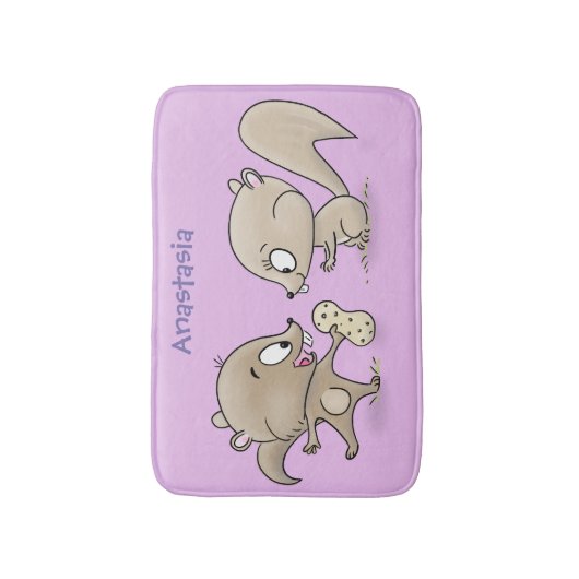 Cute grappige eekhoorns cartoon illustratie badmat (Voorkant Verticaal)