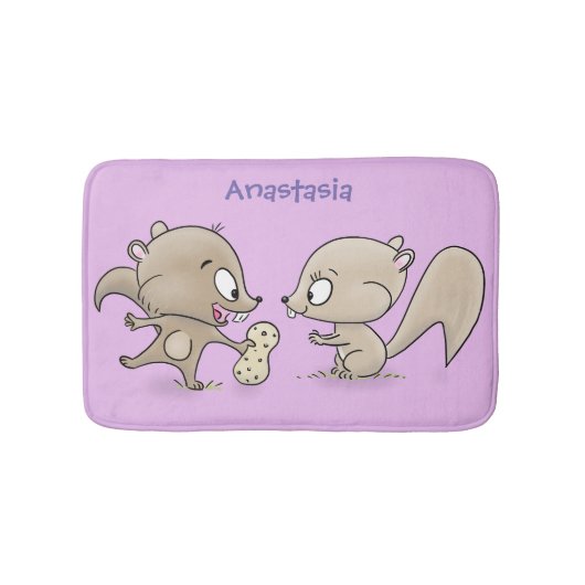 Cute grappige eekhoorns cartoon illustratie badmat (Voorkant)