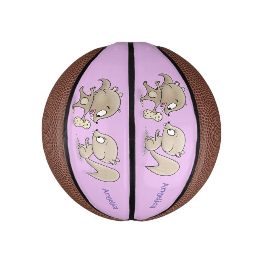 Cute grappige eekhoorns cartoon illustratie basketbal (Verticaal)