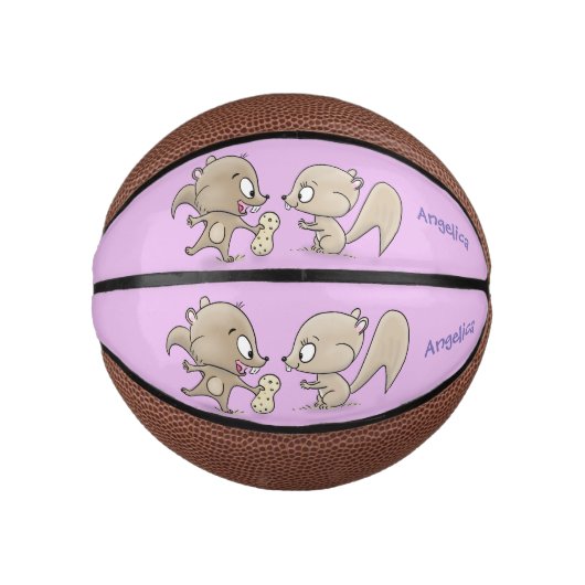 Cute grappige eekhoorns cartoon illustratie basketbal (Voorkant)