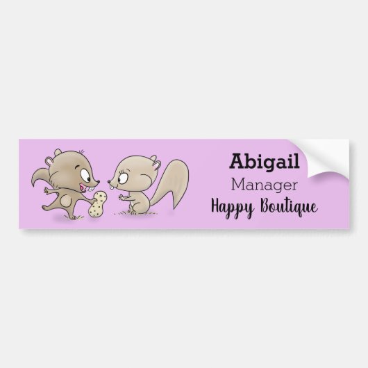 Cute grappige eekhoorns cartoon illustratie bumpersticker (Voorkant)