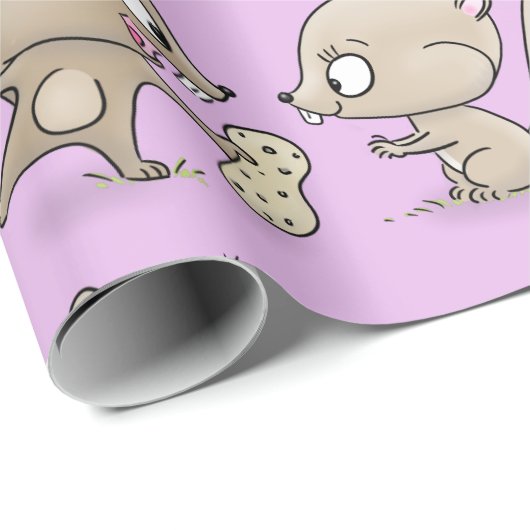 Cute grappige eekhoorns cartoon illustratie cadeaupapier (Rol Hoek)