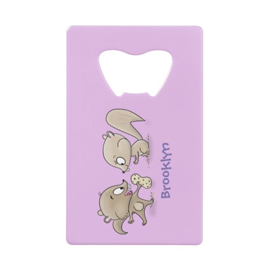 Cute grappige eekhoorns cartoon illustratie creditkaart flessenopener (Voorkant)